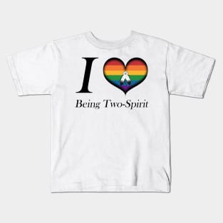 I Heart Being Two-Spirit Design Pride Flag Design Kids T-Shirt